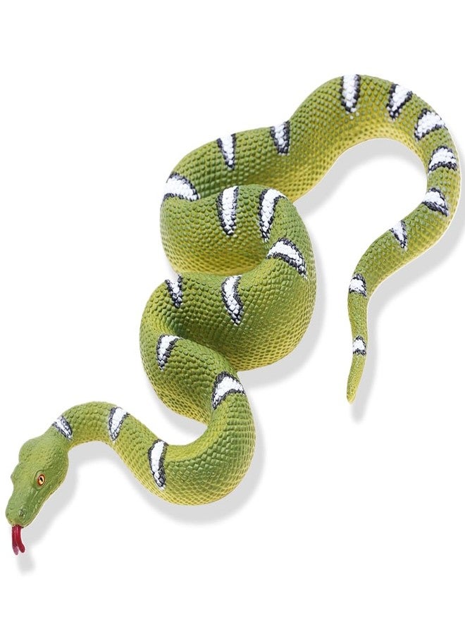 Higherbros Realistic Green Snake Toy Figure - 8 Inch PVC Reptile Model with Lifelike Details for Kids and Collectors - Image 1